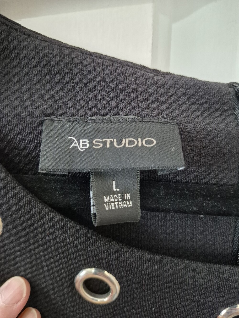 AB Studio Black Sheath Dress with Grommet Neckline - Picture 5 of 10